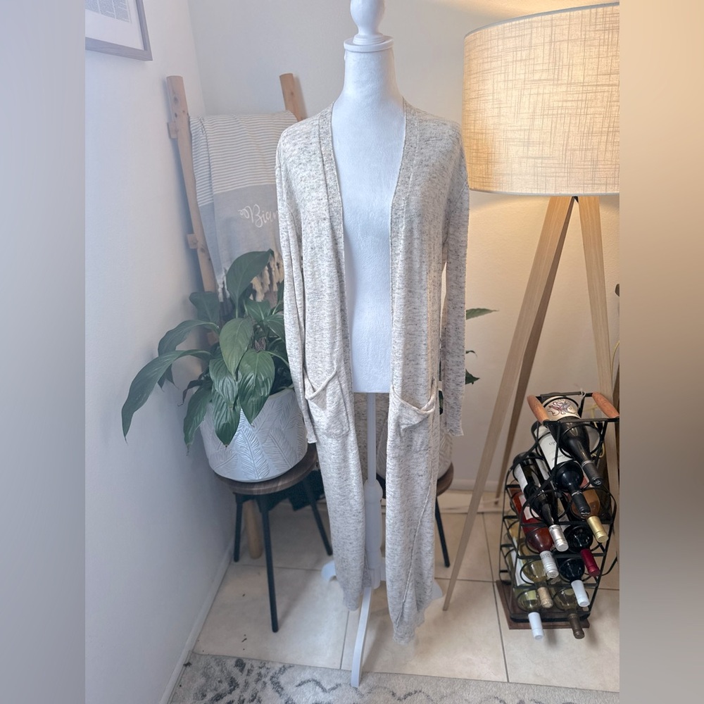Long knit cardigan sweater